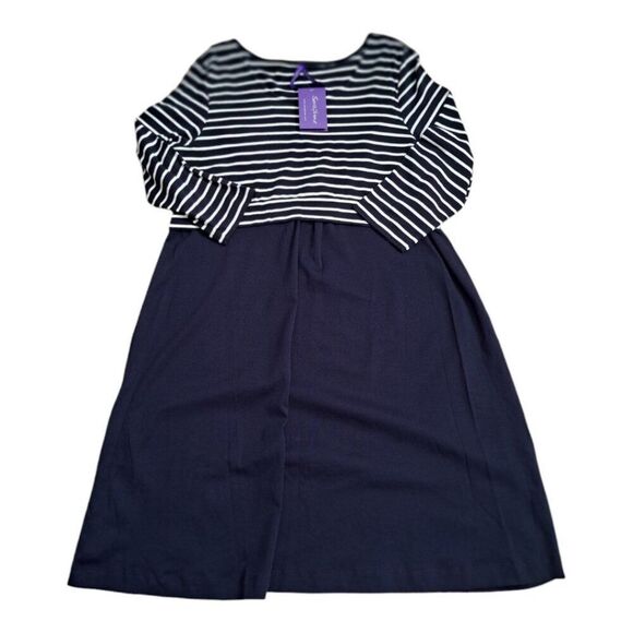 Seraphine Women's Navy Stripe 3/4 Sleeve Nautical Simone Dress Maternity Sz 14 - Picture 2 of 9